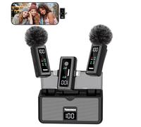 Wireless Lavalier Microphone for iPhone iPad Android, Lightning & USB C Microphone for iPhone 16 15, 24H Charging Case, Noise Cancellation iphone Lapel Microphone for Video Recording, Vlogging