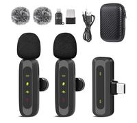 Wireless Lavalier Microphone for iPhone, iPad, Android, Microphone for Video Recording - 2 Pack iPhone Mic Noise Reduction Lapel Mic for Video Recording, Tiktok, Youtube, Vlog Podcast Content Creator