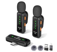 Wireless Lavalier Microphone for iPhone, iPad, Android, PC - 2 Mini Lapel Mic with Noise Cancelling, Clear Audio for YouTube, TikTok, Vlogging & Content Creation