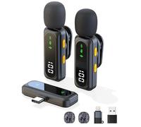 Wireless Lavalier Microphone for iPhone - iPad, Android Phone, Computer, Microphone wireless, Mini Lapel Mic with Noise Reduction and Crystal Sound for Video Recording,Vlogging,TikTok,Singing - Black