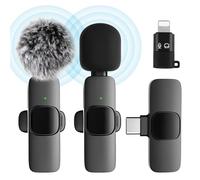 Wireless Lavalier Microphone for iPhone iPad Android Phone, Mini Bluetooth Lapel Mic for Video Recording Clip On Microphone for Vlogging Podcast Live Steam Vlog Interview YouTube TikTok