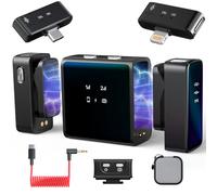 Rythflo Wireless Lavalier Microphone for iPhone/Android/Camera with Lightning/USB C, Lapel Microphone with Noise Cancellation, 25H Battery, Clip on Wireless Mic for Video Recording Vlog Inerview