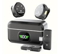 Wireless lavalier microphone for mobile phone/camera/PC/laptop with Lightning/USB-C/plug, ultra-low latency, 360° HD recording, intelligent noise reduction, suitable for video recording and streaming