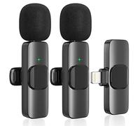 Wireless lavalier Microphone, Microphone for iPhone,2-in-1 for iPhone and iPad, Interview,Live Steam、Youtubers、Vloggers、TikTok Facebook,Clip-on Plug and Play Auto Sync. (Black)