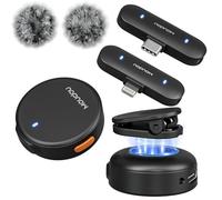Wireless Lavalier Microphone Mini Mic for iPhone Android Phone PC with Noise Reduction Cancellation 100ft Range Lapel Clip Mics for Podcast Vlog YouTube TikTok Video Recording(USB-C&Lightning, Black)