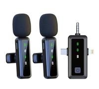 Wireless Lavalier Microphone, Mini Microphone for iPhone, Android, iPad, Rechargeable Noise Reduction Lapel Mic, 2.4G Wireless Clip on Mic for Video Recording, Tiktok, Youtube