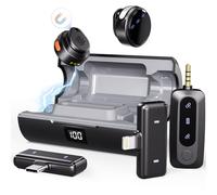 Wireless Lavalier Microphone, Moman Coin Combo Lapel Microphone Wireless for iPhone/Android/Camera, Active Noise Cancellation for TikTok Videos, Youtube, Vlogs, Recording, Wireless-Lavalier-Microphone