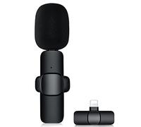 Wireless Lavalier Microphone, Noise Cancelling Mini Mic with USB-C Lightning Charging Case for iPhone Android, for YouTube Zoom Podcast Gaming Live Stream