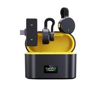 Wireless Lavalier Microphone, Noise-Cancelling Technology, Black, Video Recording Microphone, Content Creator M Ic, Compact & Portable, for Video Recording, Content Creators, Public Speakers, Fitness