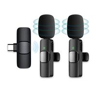 Wireless Lavalier Microphone, Plug-Play Wireless Mic with 2 Microphone for USB-C Android Phone Video Recording,Interview,Vlog,Auto Sync and Noise Reduction