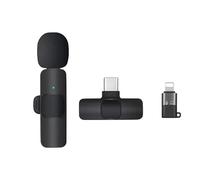 Wireless Lavalier Microphone Portable Audio Video Recording Mic for Live Broadcast Gaming J
