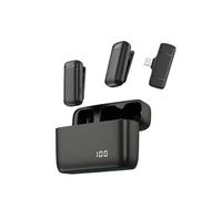 Wireless Lavalier Microphone with Charging Case, Portable Noise Cancelling Lapel Mic Compatible for iPhone, Android, TikTok, Zoom, Podcasting(Black Type-C)