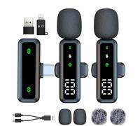 Wireless Lavalier Microphone with LED Display, Lavalier Microphones Clip on Mic With Noise Reduction, for Video Recording, Tiktok, Youtube, Vlog Podcast Content Creator (black)