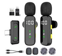 Wireless Lavalier Microphone with LED Display, Mini Lapel Mic， Wireless Microphone for iPhone,Android, iPad, for Video Recording, Streaming, Interview, Vlog,Tiktok,Youtube