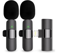 Wireless Lavalier Microphones Plug-Play Mini Microphone Wireless Lapel Mic with Lightning,USB-C and Receiver, Microphone Compatible with Apple Lightning 8 Pin (Wireless-MIC-IPH)