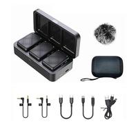 Wireless Lavalier Recording Microphone Dual Channel Lapel Mic System With 98ft For Smartphone DSLR Camera DV Vlog Live(With charge chamber)