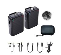 Wireless Lavalier Recording Microphone Dual Channel Lapel Mic System With 98ft For Smartphone DSLR Camera DV Vlog Live(1 RX and 1TX)