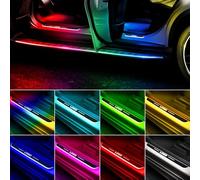 Wireless LED Car Door Sill protector, Custom Waterproof Colorful Magnetic Car Door Sill Lights, Auto-Sensing Courtesy Guards Decorative Light for Most Car (4 Pack(2pcs Front+2pcs Rear))