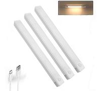 Wireless LED Motion Sensor Light, Rechargeable C-Type Night Light for Cabinet Closet Staircase, 3 Pack with White and Warm Light, No Wiring Needed (warm light)