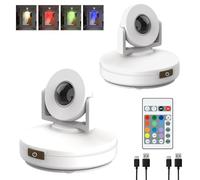 Wireless LED Spotlight 2 Pack, Rechargeable Uplights Battery Powered Picture Lights with Remote, 12 Color Change Stick Spot Lights Puck Light with Timer Dimmable for Wall Display Dartboard Painting