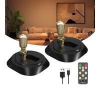 Wireless LED Spotlight, 2Pack Battery Powered Picture Puck Lights,3 Colour Rechargeable Spotlights Uplighting Indoor with Remote Control,Timer,Wall Lights for Picture Artwork Painting Statue (Black)