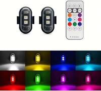 Wireless LED Strobe Lights with Remote Control, 8 Colors USB Charing Waterproof Anti-Collision Led Emergency Warning Lights for Car Motorcycle Drone Aircraft Bike (2PCS)