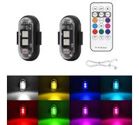 Wireless LED Strobe Lights with Remote Control, Led Emergency Warning Lights ，8 Colors USB Charing Waterproof Anti-Collision，for Car Motorcycle Drone Aircraft Bike (2PCS)