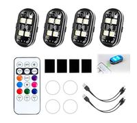 Wireless LED Strobe Lights with Remote Control, New Upgrade 4PCS 4LED 8 Colors Waterproof Anti-Collision Led Warning Light, Rechargeable Ambient Car Lighting System for Drone Truck Motorcycle Bike Car