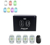 Wireless LED Strobe Lights with Remote Control,RGB Emergency Warning Lights,USB Rechargeable,7-Color High Brightness Waterproof Anti-Collision Warning Lights for Car, Motorcycle, Drone (4pcs+Remote)