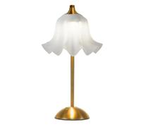 Wireless LED Table Lamp 2000mAh, Touch Control Dimmable Vintage Night Light, Gold Floral Glass Shade, Perfect Decor for Living Room & Bedroom