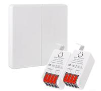 Wireless Light Switch, 86 Wall Panel High Beam Switch & 16A Relay Receiver Kit, No Wiring Single Double Dual Control 220V(1 Switch 2 Receiver)