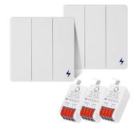 Wireless Light Switch Kit 86 Wall Panel remote light switch and 16 Amp Relay Receiver Controller AC90-250V,Long Range Reomte ON OFF for AC Appliances (2 Switch and 3 Receiver)