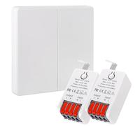 Wireless Light Switch Kit 86 Wall Panel remote light switch and 16 Amp Relay Receiver Controller AC90-250V,Long Range Reomte ON OFF for AC Appliances (1 Switch and 2 Receiver)