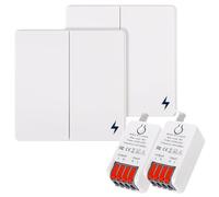Wireless Light Switch Kit 86 Wall Panel remote light switch and 16 Amp Relay Receiver Controller AC90-250V,Long Range Reomte ON OFF for AC Appliances (2 Switch and 2 Receiver)