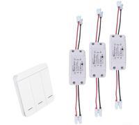 Wireless Light Switch RF433 Remote Control Kit 10A 250V Heavy Duty Receiver for Home Lighting - White ABS Panel(3 * LN3+ 3-way panel)