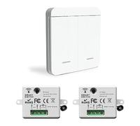 Wireless Light Switch Wireless Light Switch Kit 86 Wall Panel RF Safety Switch and 10 Amp Relay receiver controller, No Wiring Easy Install, for Lights up to 1500W（2 Receiver and 1 Switch）