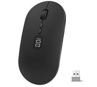 Wireless Lightweight Mouse with Battery Display Screen 2.4G Slim Portable Wireless Mice for Laptop Rechargeable Cordless Silent Click Computer Mouse Up to 1600 DPI For PC Mac Macbook Office - Black