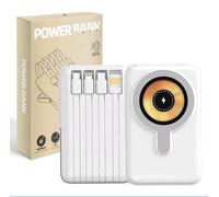 Wireless Magnetic Fast Charging Power Bank with Built-in Cable and Stand, 10000mAh Portable Charger for Multiple Devices