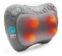 Wireless Massage Cushion with Heat Function, Shiatsu Massager for Neck Back, 3D Rotating Massage Heads, Rechargeable Battery, PU Leather, Portable for Home, Office, Car, Gift for Men and Women
