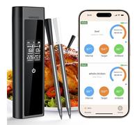 Wireless Meat Thermometer, 2 Probes IP67 Waterproof, Smart APP, 250M Range, Bluetooth Digital Food Thermometer for BBQ, Smoker, Grill, Oven, Air Fryers, Kitchen, Bluetooth Cooking Thermo-meter UK