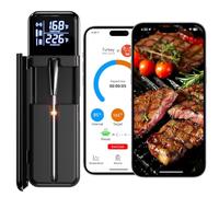Wireless Meat Thermometer with App, Bluetooth Smart Digital Cooking Thermometer with Dual High-Accuracy Sensors, Ceramic Heat-Resistant Probe, Instant Read LCD, for Kitchen BBQ Oven Grill Air Fryer