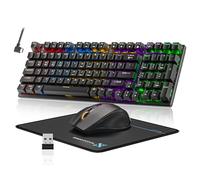 Wireless Mechanical Gaming Keyboard and Mouse Combo, 98 Keys RGB Backlit Brown Switch, Ergonomic Wireless Gaming Mouse and Mouse Pad, 3-Mode USB-C/2.4G/BT5.0, Full Anti-Ghosting for PC Laptop Gamer