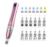 Wireless Microneedling Pen Derma Stamp Wireless and Portable Beauty Device with LCD Screen and 12 Cartridges for Anti-Aging Acne Scars Wrinkles Home Skincare Tool