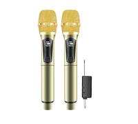 Wireless Microphone 2 Channels UHF Fixed Frequency LED Display Full Pickup Handheld Mic For Party Karaoke Church Meeting Clear Sound Pick Up(Dual Channel)