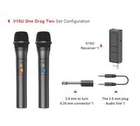 Wireless Microphone 2 Channels VHF Professional Handheld 50 pack 2 pcs Wireless Microphone VHF in hand wider frequency range Adopts strict control of electronic circuit (2 Pcs Mic)