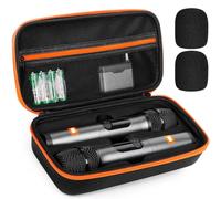 Wireless Microphone Case Compatible with J-B-L wireless Two Mic System, Partybox Mic Portable Storage Bag for Singing Karaoke, Handheld Mic Carrying Case for Receiver, Battery, Adapter(Box Only)