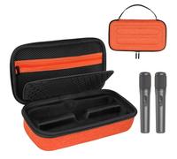 Wireless Microphone Case Compatible with JBL PartyBox Wireless Mic - 2X Digital Wireless Microphones,Protable Mic Travel Bag Storage Box for Receivers,Adapters,AA Batteries,Charger,Orange(Box Only)