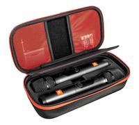 Wireless Microphone Case Compatible with JBL Wireless Two Microphone System, Handheld Dual Mic Travel Bag for Singing or Karaoke for Receivers, Adapters, AA Batteries-Black(Box Only)