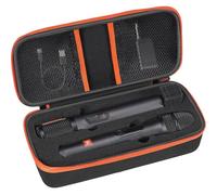 Wireless Microphone Case Compatible with JBL Wireless Two Microphone System, Pre-Cut Foam for Dual Handheld Partybox Mic, Travel Bag for Receiver, Batteries and Adapter, Karaoke - Black (Box ONLY)