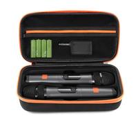 Wireless Microphone Case, Portable Handheld Dual Mic Storage Box for Singing or Karaoke, Microphone Travel Organizer for Receivers, Adapters, AA Batteries(STYLE:Zipper)